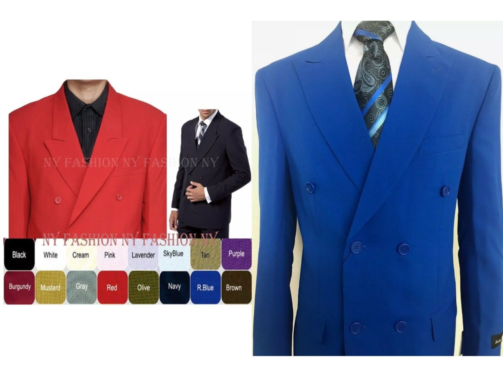 Men's 2 Piece Double Breasted Solid Color Suit   Style 901p
