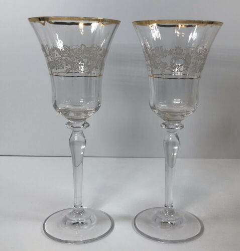 Set Of 2 Mikasa Antique Lace Wine Glass Stems