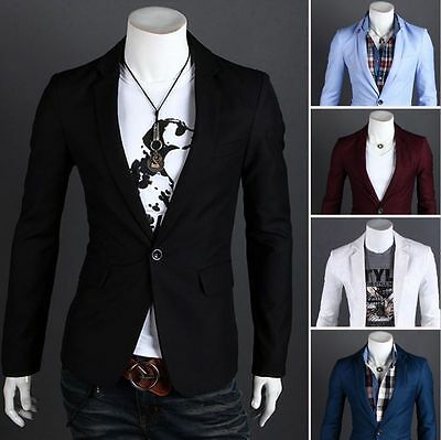 Fashion Stylish Men's Casual Slim Fit One Button Suit Blazer Coat Jacket Tops