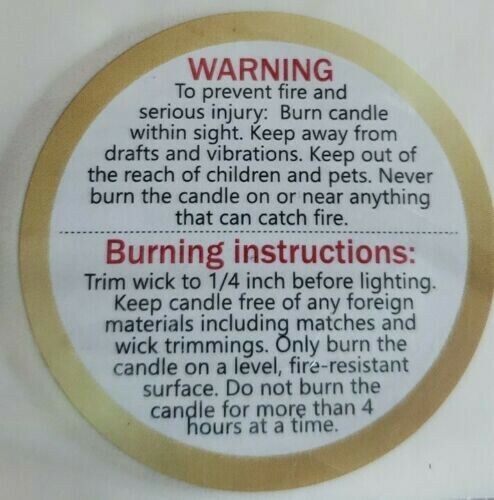 1200 Candle Sticker Labels Safety Warning And Burning Instructions 1.5 Inch